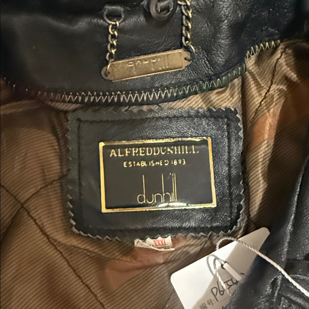 Dunhill Black Leather Blazer with Gold Label